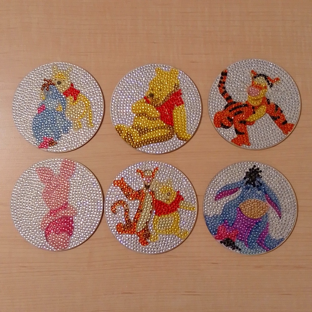 Winnie The Pooh Tigger Eeyore Piglet Diamond Art Coasters Set